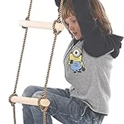 REZNOR 9FT Climbing Rope - Ninja Warrior Slackline, Playground Equipment - Obstacle Ladder Rope Swing for Children, 9 Rungs-picture-10