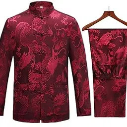 Tang Suit Men Hanfu Chinese Traditional Clothes Kung Fu Shirt Uniform Long Sleeved Coat Tops and Pants-image-27