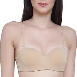 glamoras Women's Demi Cup Bra | Nylon Spandex, Padded, Underwired, Push Up Bra for Women | Transparent Detachable Straps, 3/4 Coverage Bra (with 2 Pair Extra Straps)-picture-22