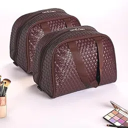 Kuber Industries 2 Pcs Leather Water-Resistant Hand Bag for Woman with Zip Closure | Ladies Purse | Party and Wedding Ladies Hand Purse | D Shape - Brown-picture-11