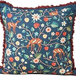 Chumbak Apple Orchards Cushion Cover, 16" – Printed Cotton Cushion with Kashmiri Orchard Motifs for Sofa, Bed, or Lounge Chairs-picture-21