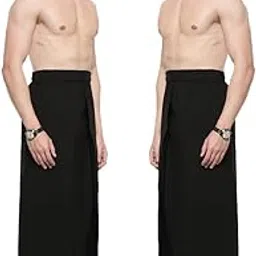 nandu Brand Men's Cotton Plain Black Stitched Lungi - Pack of 2# Free Size # 2.20Mtr # Ready to Wear # Only Black Lungi #-picture-38