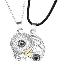 vembley Sun Moon I Love You In 100 Languages Matching Magnetic Couple Pendant Necklace For Men And Women-picture-33