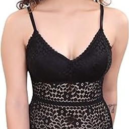 plumbury Women's Spaghetti Strap Floral Lace Padded Relaxed Fit Camisole, Removable Pads-picture-48