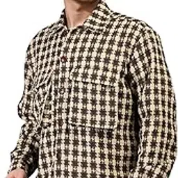 chkokko Men’s Checkered Shacket Winter Wear – Stylish Collared Full Sleeve Shirt Jacket with Buttoned Closure, Warm Casual Outerwear | Trendy Design Waist Length for Men-picture-17