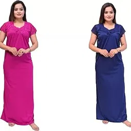 Women/Girl's Flair Color, Regular Fit Nighty (Gown) Maxi (Pack of 2 pcs)-picture-59