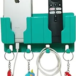 DSNS Wall Mounted Adhesive Remote Control Stand Mobile Phone Holder for Charging AC/TV Storage Box for All Smartphones (Green)-image-75
