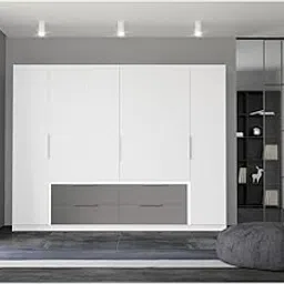 Grand furnish Engineered Wood 4 Door Wardrobe with Mirror Wood and Modern Look and Classic Design-image-98