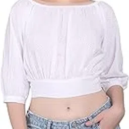 wear & vibe Womens Pure Cotton Square Neck Regular Fit Solid Crop Top-picture-32