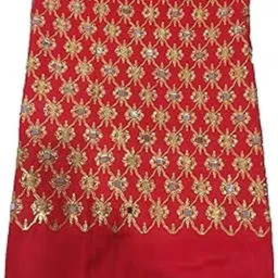 Women Heavy Embroidery Real Mirror and Stone Work blouse Piece materials 1Mtr-picture-54