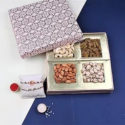 SFU E Com Set Of 2 Rakhi With Dry Fruit Box Hamper For Rakshabandhan Gift | Dry Fruit Gift Box Hamper For Brother | Dry Fruit Box Hamper | 47-picture-71