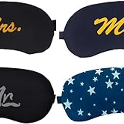 Samtrish Yellow Style + Black Yellow + Black Silver + Blue Star Pattern Cooling Gel Eye Mask with Earplugs + Hot & Cold Gel Therapy Mask Combo for Sleep, Relaxation & Travel-picture-13