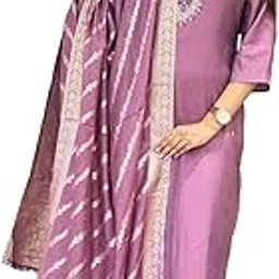 gosriki Women's Rayon Blend Embroidered Straight Kurta with Pant & Dupatta-picture-38