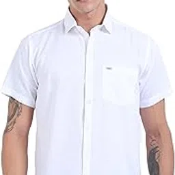 u. s. pitchers U.S. Pitchers Mens White Half Sleeve Cotton Linen Shirt ? Breathable, Casual & Elegant-picture-32