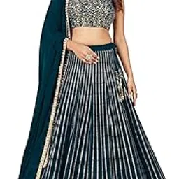 zeel clothing Women's Georgette Lehenga Choli With Dupatta Semi Stitched-picture-29