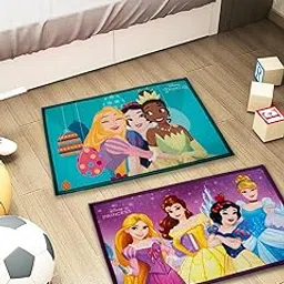 Athom Living Disney Princess Themed Printed Disney Princess Character Printed Multi Colored Kids Premium Nylon Doormat, with Latex Backing, Anti-Skid Doormat, 37 x 57 cm, Pack of 2-image-3