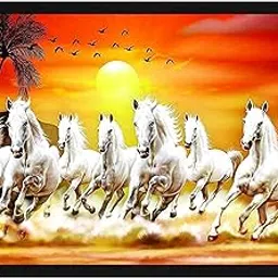 Jitesh Arts Seven Running Horses Vastu Painting – Framed Wall Art with Glass for Home, Living Room & Office Decoration | 13.5 x 19.5 Inches-picture-23