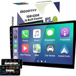 Modorwy Wireless CarPlay & Android Auto 9inch 1280P HD Car Android Display with Gorilla Glass | OS 13 | TS-9 Processor | 1GB RAM & 32GB ROM Car Multimedia Player - Support All Car Brands image 1