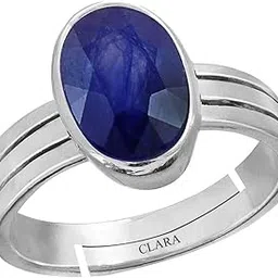 clara Blue Sapphire Neelam 3cts or 3.25ratti Stone Silver Adjustable Ring for Men-picture-23