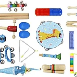 Orff Educational Toy Set 17 Kinds Tambourine Drum Percussion Toys Blue|1x Single Barbell|Shakers & Small Percussion| Percussion |Musical Instruments & Gear-picture-18