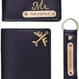 the unique gift studio Customised Passport Cover Holder with Personalised Name Charm Leather Passport Cover Holder for Men Women (Brown) - Customised Passport Holder for Gift image 1