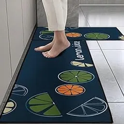 Cortina 2 Pcs L-Shape Kitchen Runner Waterproof Memory Foam, Standing Desk Mat Floor Mats, Comfort Runner Rug Carpets for Kitchen Floor, Sink - Lemon Juice-picture-16