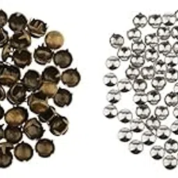 SAZ DEKOR® 100Pcs Round Dome Spike Rivet Studs Spots for Clothing Hat Bag Craft Silver|Rivets Pin, Rivets Gun, Rivets for Metal, Leather Stitching Pouch Kit, DIY Supplies, Leather Tools|-image-3