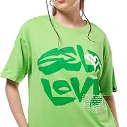 bewakoof Women's 100% Cotton Graphic Print Oversized Fit Round Neck T-Shirt-picture-23