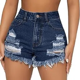 aahwan Solid Raw Hem Ripped Denim Shorts for Women's & Girls(KV_P_237)-picture-13