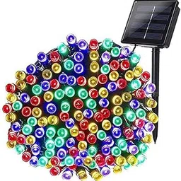 Gigawatts 100 LED Solar Fairy String Light 10m Copper Wire Flowers Pot Diwali & Festival Decoration Lighting for Balcony Lawn Outdoor Indoor Backyards Pathways (Multicolour)-image-0