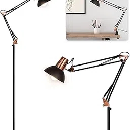 FIRVRE Industrial Floor Lamp with Swing Arm, Adjustable Height Floor Lamp for Reading, Drafting and Task, Heavy Duty Base, Pedal ON/Off-picture-27