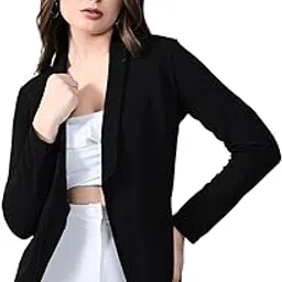 Women’s Elegant Solid Black Open Front Shrug-image-52
