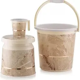 LIZA 3 pcs Bathroom Accessories Set Plastic Bath Set Bathroom Bucket 20Ltr, Mug and Stool 3 Piece Combo Set for Home, Kitchen & Bathroom (Liza Orry 3 Beige R0450)-picture-22