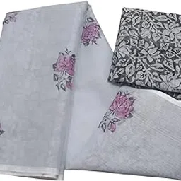 Floral Print Cotton Handkerchief Set, Grey and Pink Rose Pattern, 2Pieces-picture-12