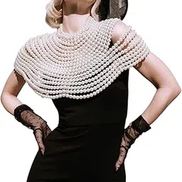 zuho Women's Beautiful Handmade Pearl Fabric Cut Sleeve Sholder Fashionable Beaded Poncho Cape for Ladies and Girls-picture-29