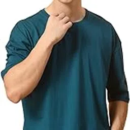 fitinc Baggy Fit Cotton T Shirt for Man |Round Neck Drop Shoulder Tshirt for Men | Half Sleeve Tee for Home, Workout & Casual Wear-picture-28