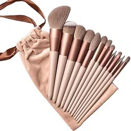 Makeup Brushes 13 Pcs Makeup Kit, Foundation Brush Eyeshadow Brush Make up Brush Set with Bag Hair Makeup Brushes Set Foundation Eyeshadow Kits (multi colour) Beige-picture-35