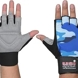 USI UNIVERSAL 733CB Contra Fitness Gym Gloves, Workout Powerlifting Gloves, Microfiber, Digital Printed (Medium, Blue)-picture-24