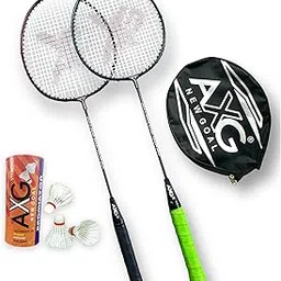 AXG Scratch Resistant A-2000 Badminton Rackets Set of 2 with 3 Feather Shuttles Badminton Kit (Multicolor)-picture-30