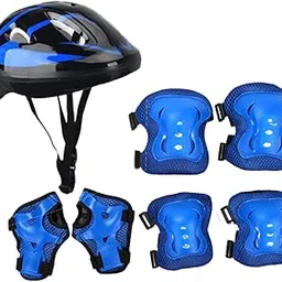 SECRET DESIRE Creations 7Pcs/Set Kids Bike Helmet Portable for Outdoor Sports Skateboard Bike Riding Blue-picture-12