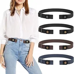 suosdey 4 Pieces No Buckle Elastic Stretch Belts for Men Women, Comfortable Buckle Free Invisible Belts for Jeans Pants-picture-40