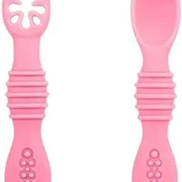 Apexx Silicone Baby Spoons for Self Feeding, First Stage Training Utensils for Babies Over 6 Months, Chew Spoon for Baby Led Weaning and Toddler Feeding (Light Pink)-picture-14