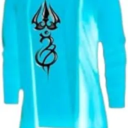 dublly Sky Blue Mens Spiritual Shrug with Trishul Om Print | Stylish Open Front Cardigan-picture-27