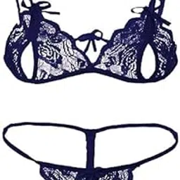 VEXORO Women’s Lace Open Cup Bra & Panty Set – Sheer Lingerie Two-Piece with Bow Detailing & Adjustable Straps-picture-49