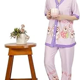 FLOSEE Women's Night Suit Set for Women, Lounge Wear, Printed Top and Pyjama Set for Women Nightwear/Loungewear/Night Dress for Women-picture-20