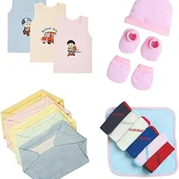 Fash-N-Vibe Infant Care Set with Vests Nappies Napkins Cap Mittens Booties and Labeled Washcloths for Babies 0 to 6 Months Essentials Bundle for Gifting Travel and Daily Needs_66-picture-23