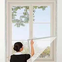 Auranest Window Mosquito Net, Pre-Stitched with Adhesive Velcro Tape, 24X60 INCH - Grey-picture-16