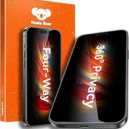 Koala Bear 360° True Privacy Tempered Glass Screen Protector Guard for iPhone 15 Plus, 4-Way Anti-Spy, 9H Hardness, Easy Installation - 6.7"-image-47