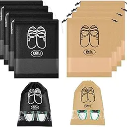 lify Portable Travel Shoe Bags Shoe Organizer Space Saving Storage Bags- 10 Piece Pack (Black 5 Pcs + Beige 5 Pcs, 16 X 12'' Inches)-picture-40