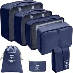 shrbi 7 Set Packing Cube and Suitcases, Packing for Carry On Travel Bags Organizer, Luggage Clothes Cosmetics Packing Toiletries with Laundry Bag,Storage Shoe Bag, Clothing Underwear Bag (Navy Blue)-picture-36
